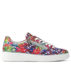 Leather Lace-Up Trainers - Floral