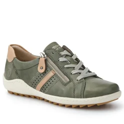 Leather Lace-Up Trainers - Green