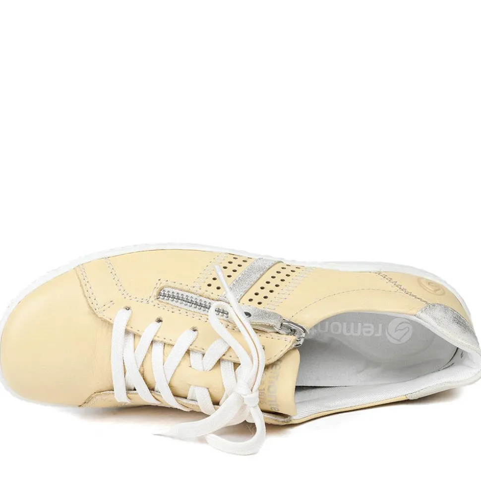 Leather Lace-Up Trainers - Lemon