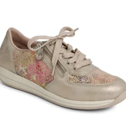 Leather Lace-Up Trainers - Metallic