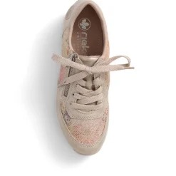 Leather Lace-Up Trainers - Metallic