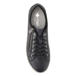 Leather Lace-Up Trainers - Navy