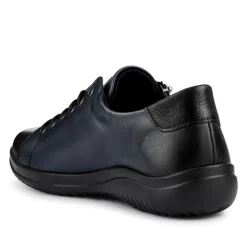 Leather Lace-Up Trainers - Navy