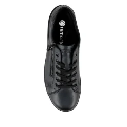 Leather Lace-Up Trainers - Navy