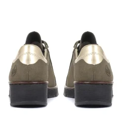 Leather Lace-Up Trainers - Olive