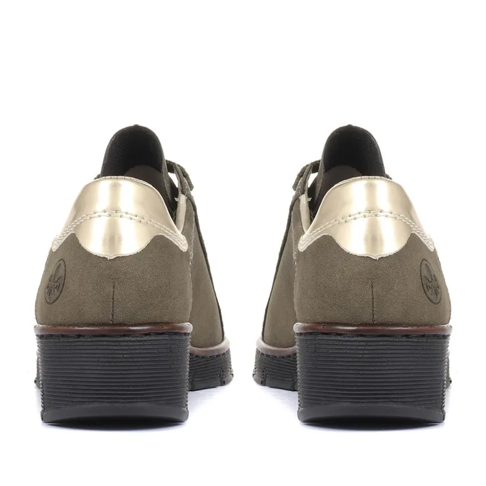 Leather Lace-Up Trainers - Olive