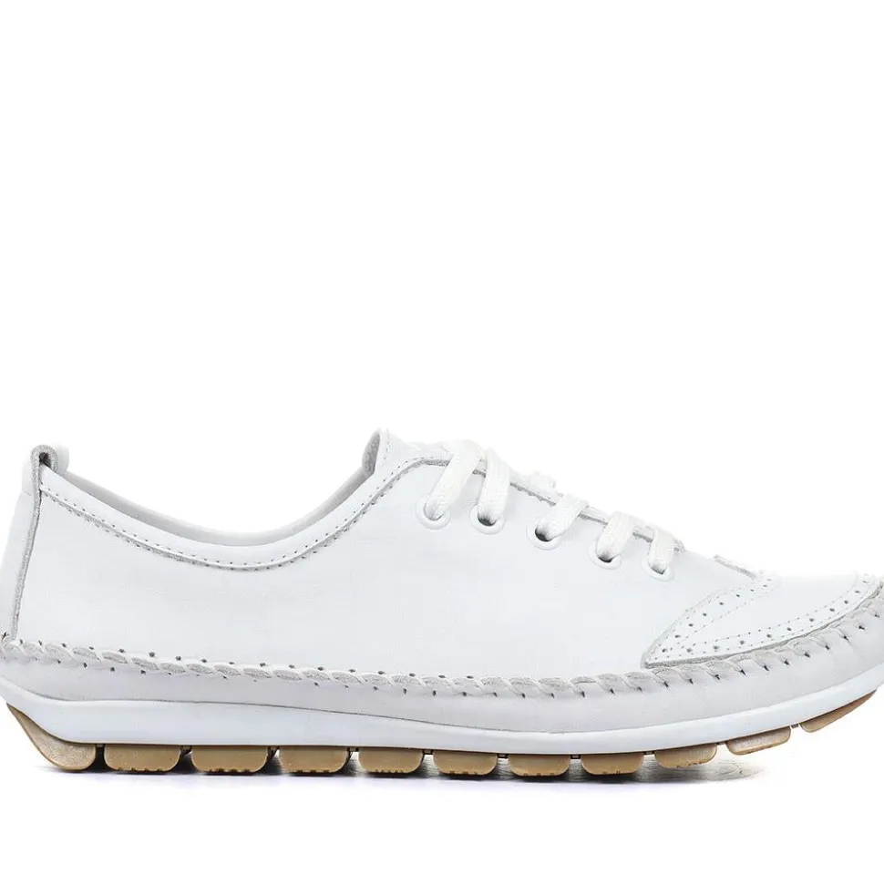 Leather Lace-Up Trainers - White