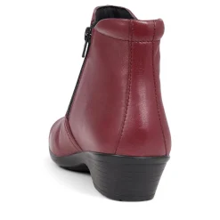 Leather Ladies Ankle Boots - Burgundy