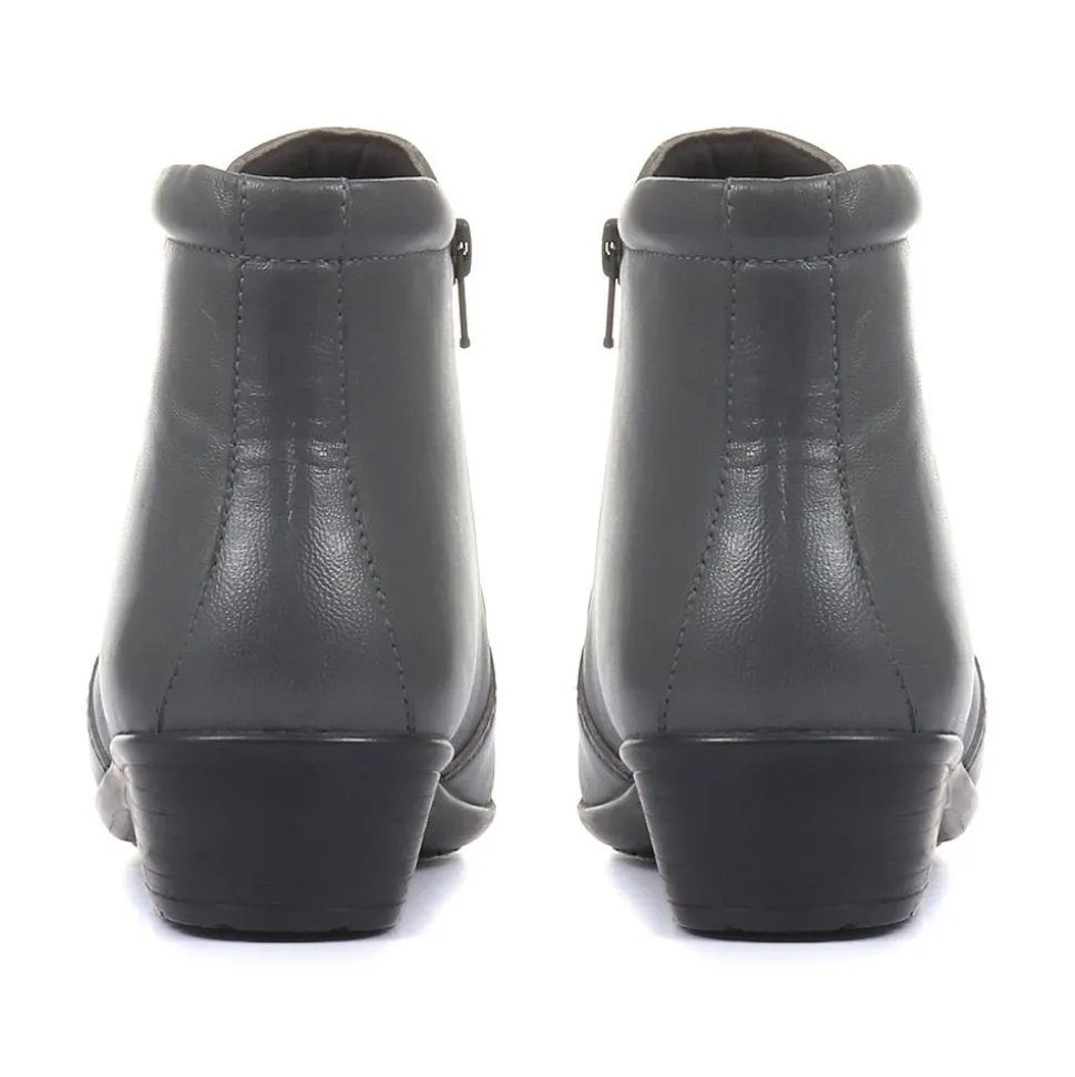 Leather Ladies Ankle Boots - Grey