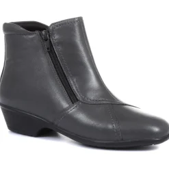 Leather Ladies Ankle Boots - Grey