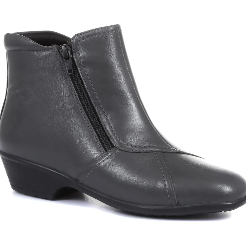Leather Ladies Ankle Boots - Grey