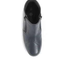 Leather Ladies Ankle Boots - Navy