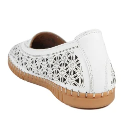Leather Laser Cut Pumps - White