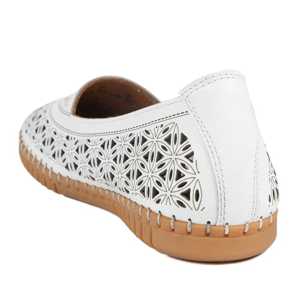 Leather Laser Cut Pumps - White