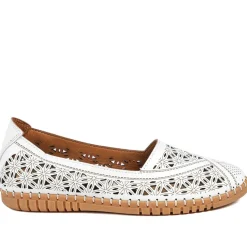 Leather Laser Cut Pumps - White