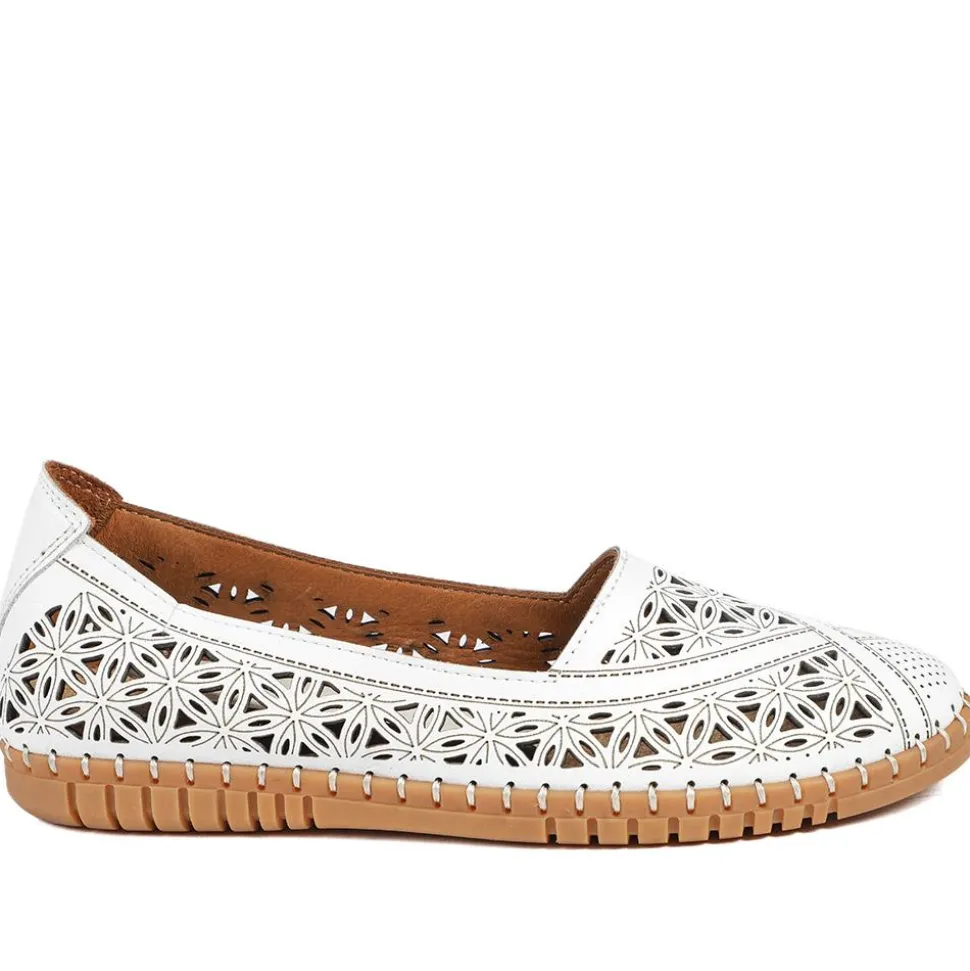 Leather Laser Cut Pumps - White