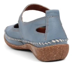 Leather Mary Janes - Denim