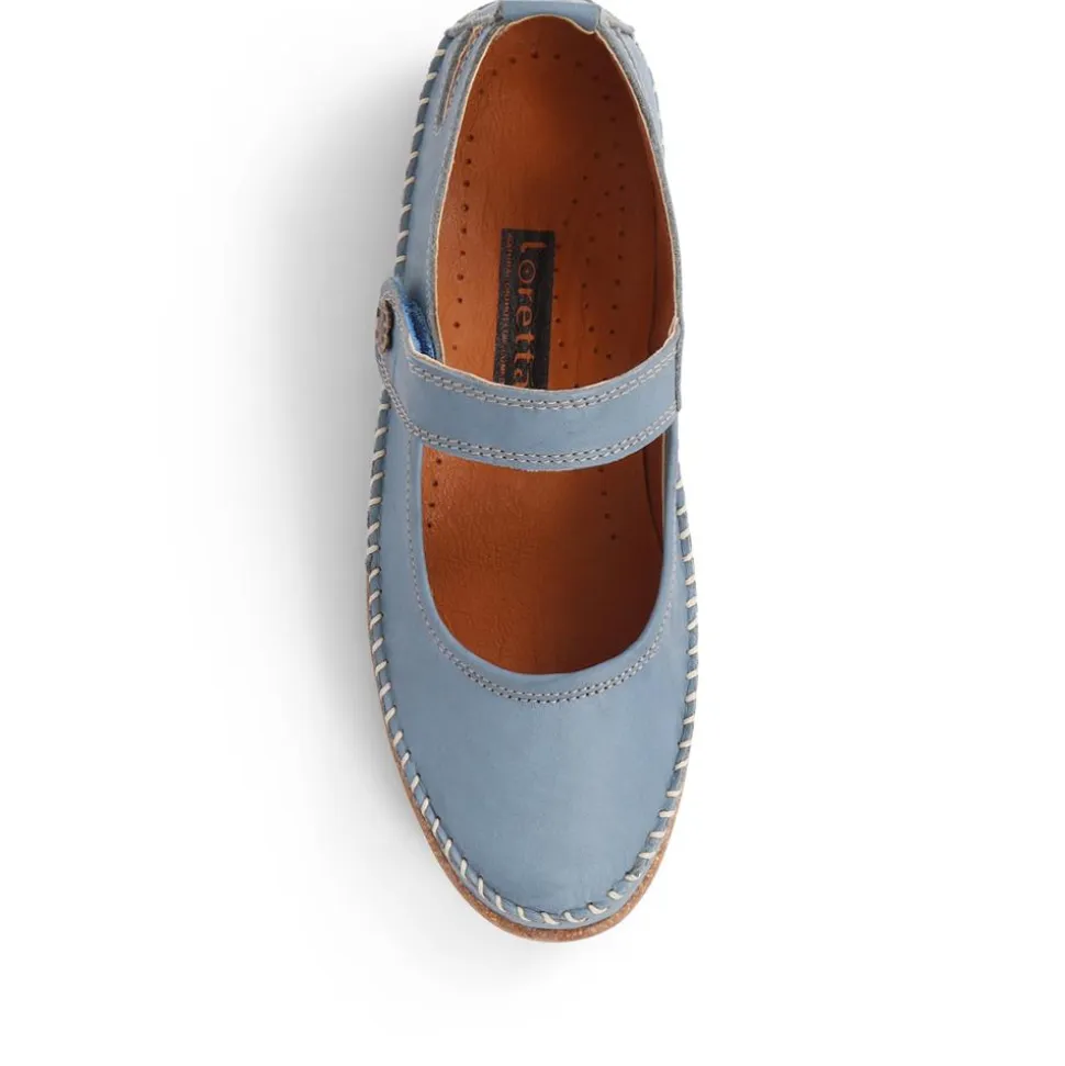 Leather Mary Janes - Denim