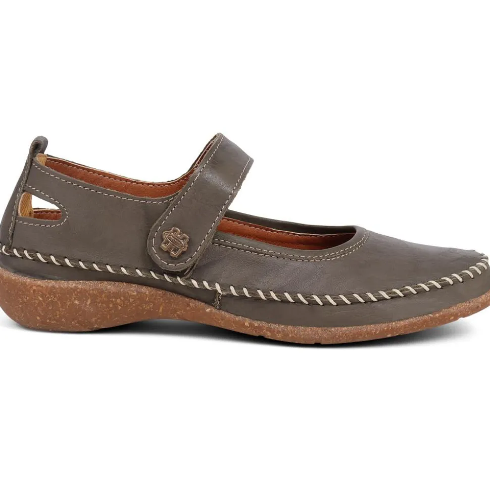 Leather Mary Janes - Khaki