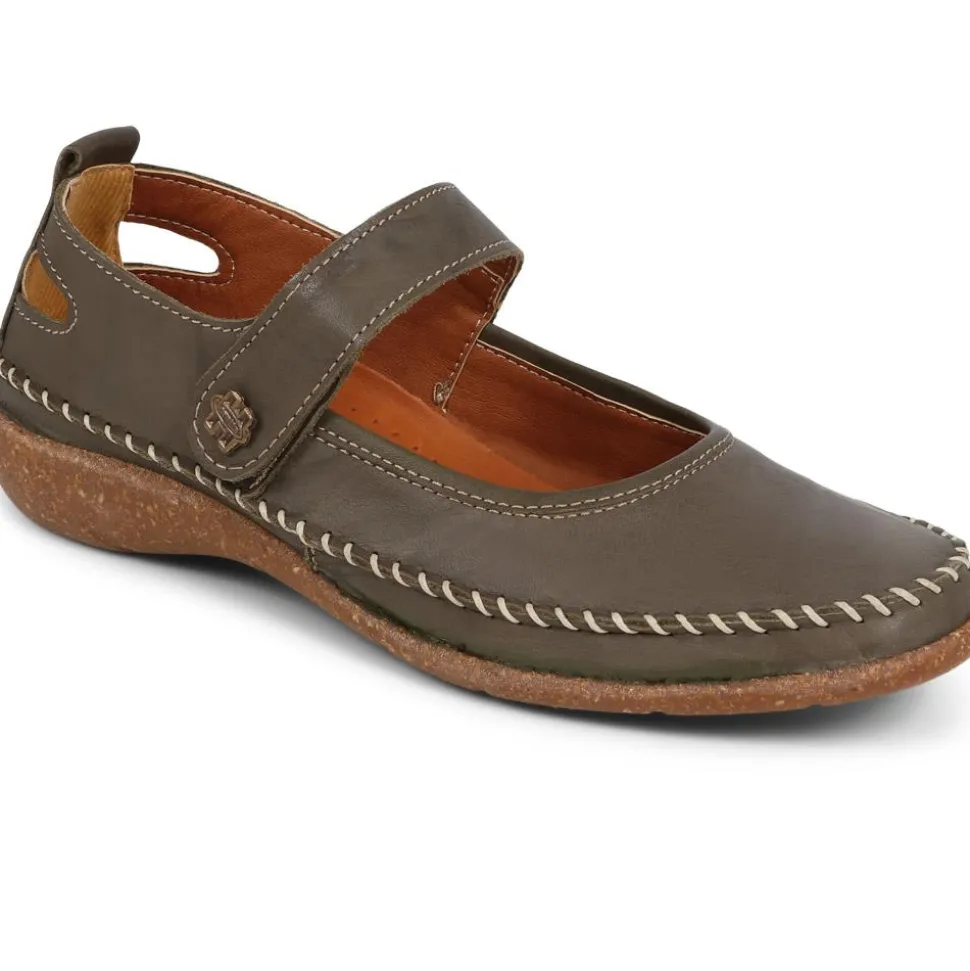 Leather Mary Janes - Khaki