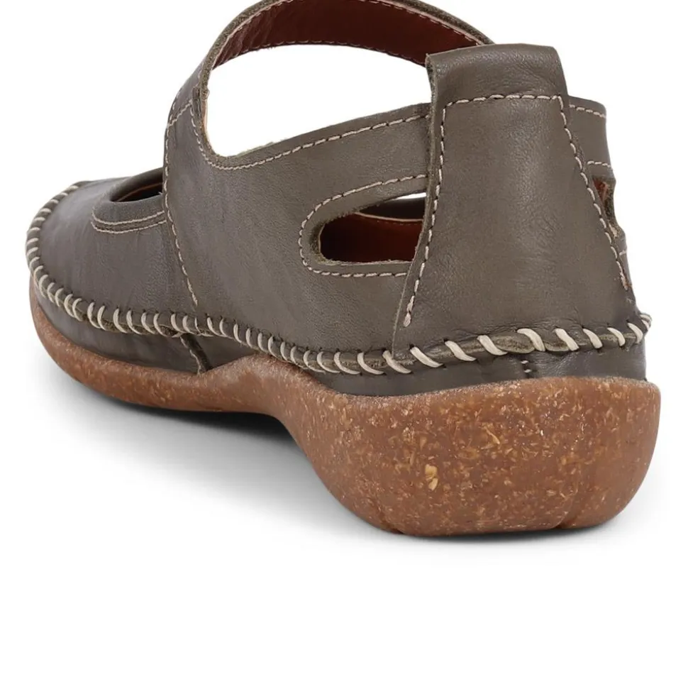 Leather Mary Janes - Khaki