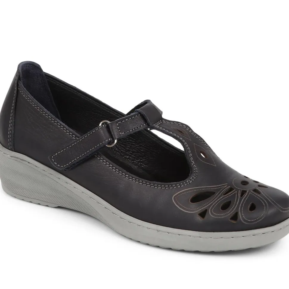 Leather Mary Janes - Navy