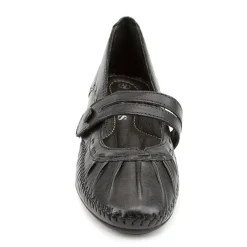 Leather Mary Jane with Stitch Detailing. - Black