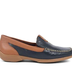 Leather Moccasins - Navy Tan