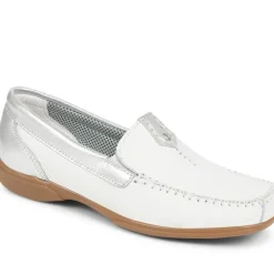 Leather Moccasins - White-Silver