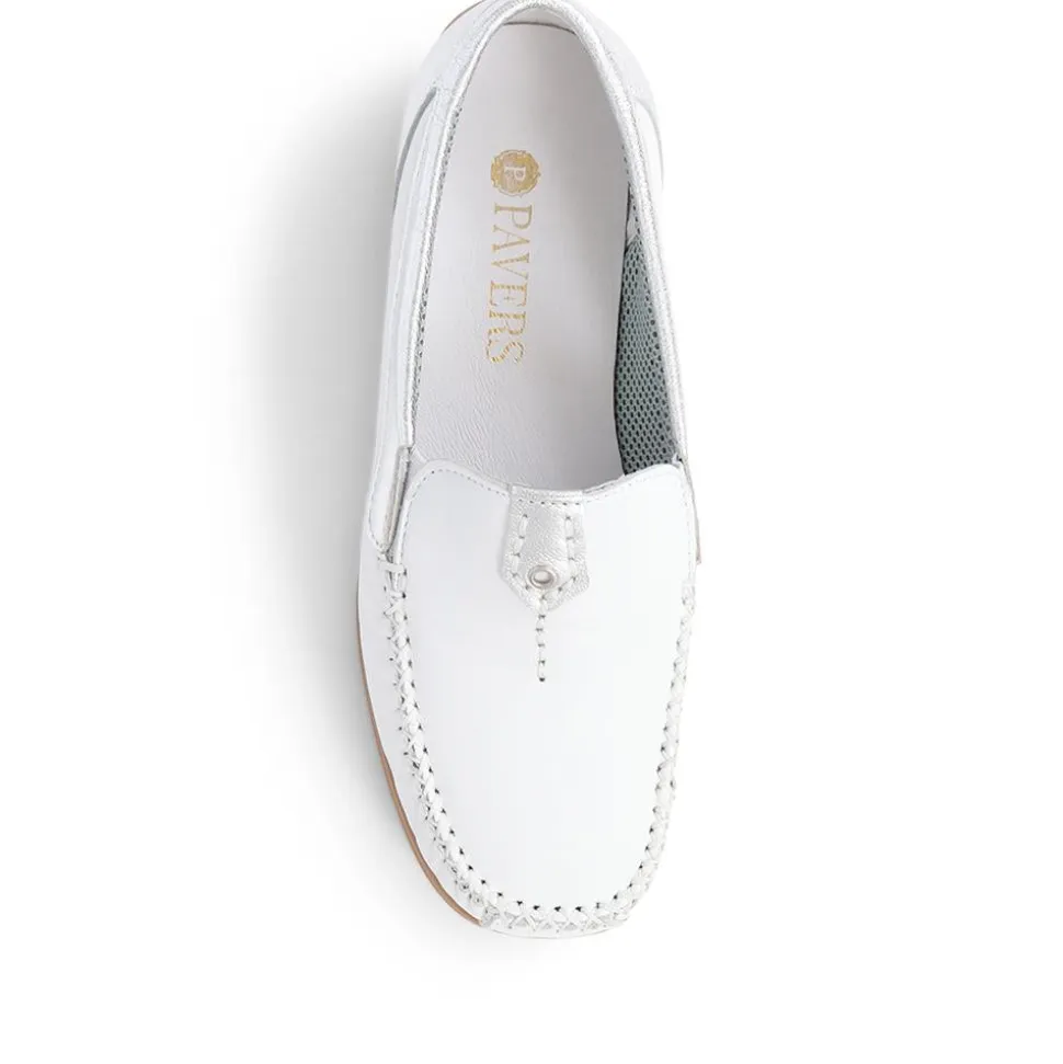 Leather Moccasins - White-Silver