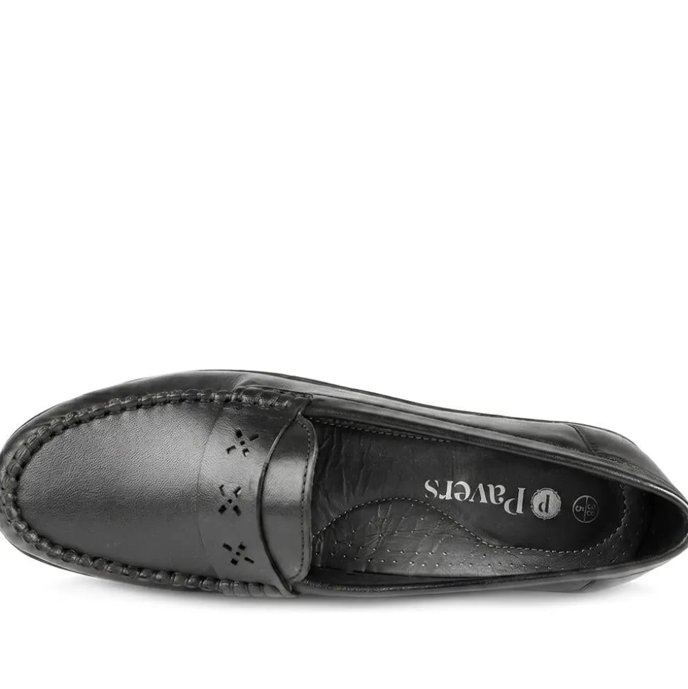 Leather Moccasins with Cut Out Strap - Black
