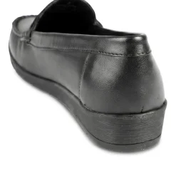 Leather Moccasins with Cut Out Strap - Black