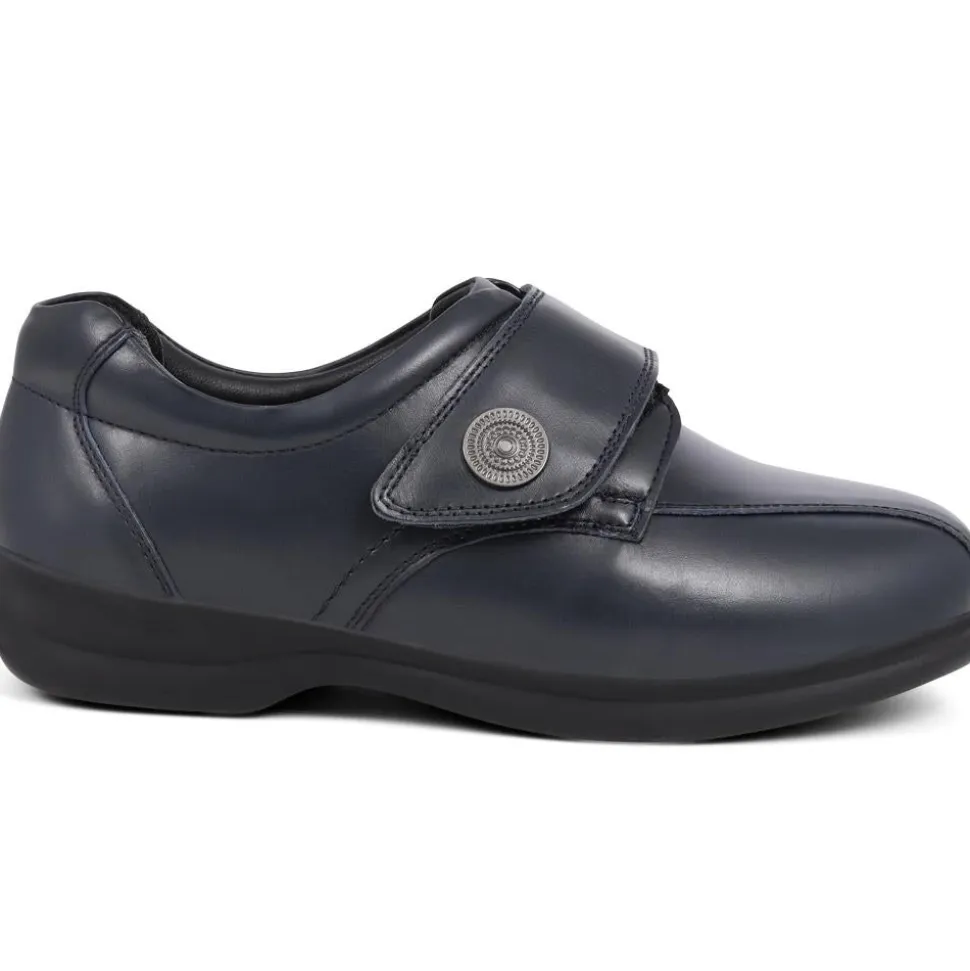Leather Monk Strap Shoes - Navy