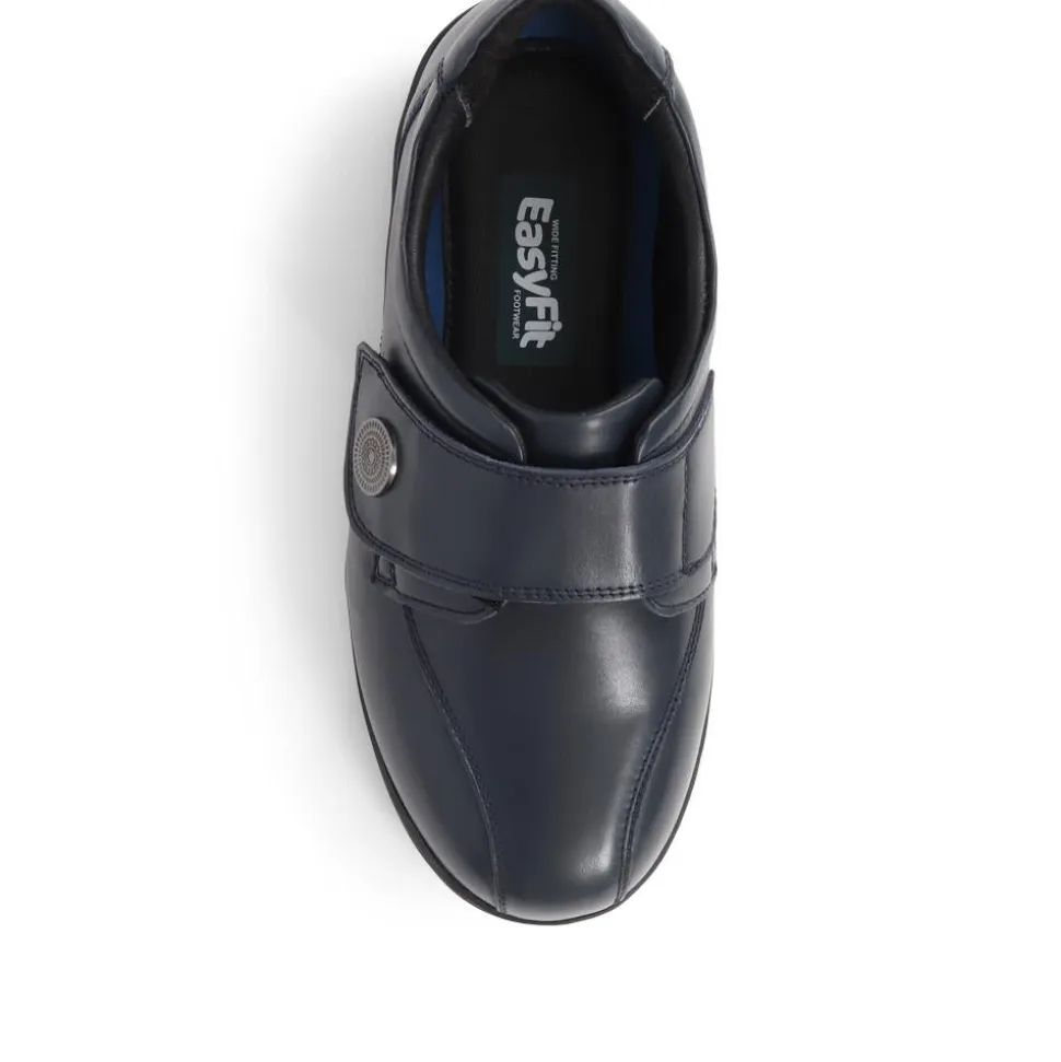 Leather Monk Strap Shoes - Navy