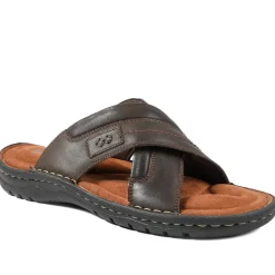 Leather Mule Sandals - Dark Brown