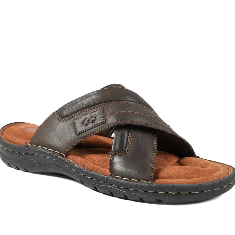 Leather Mule Sandals - Dark Brown
