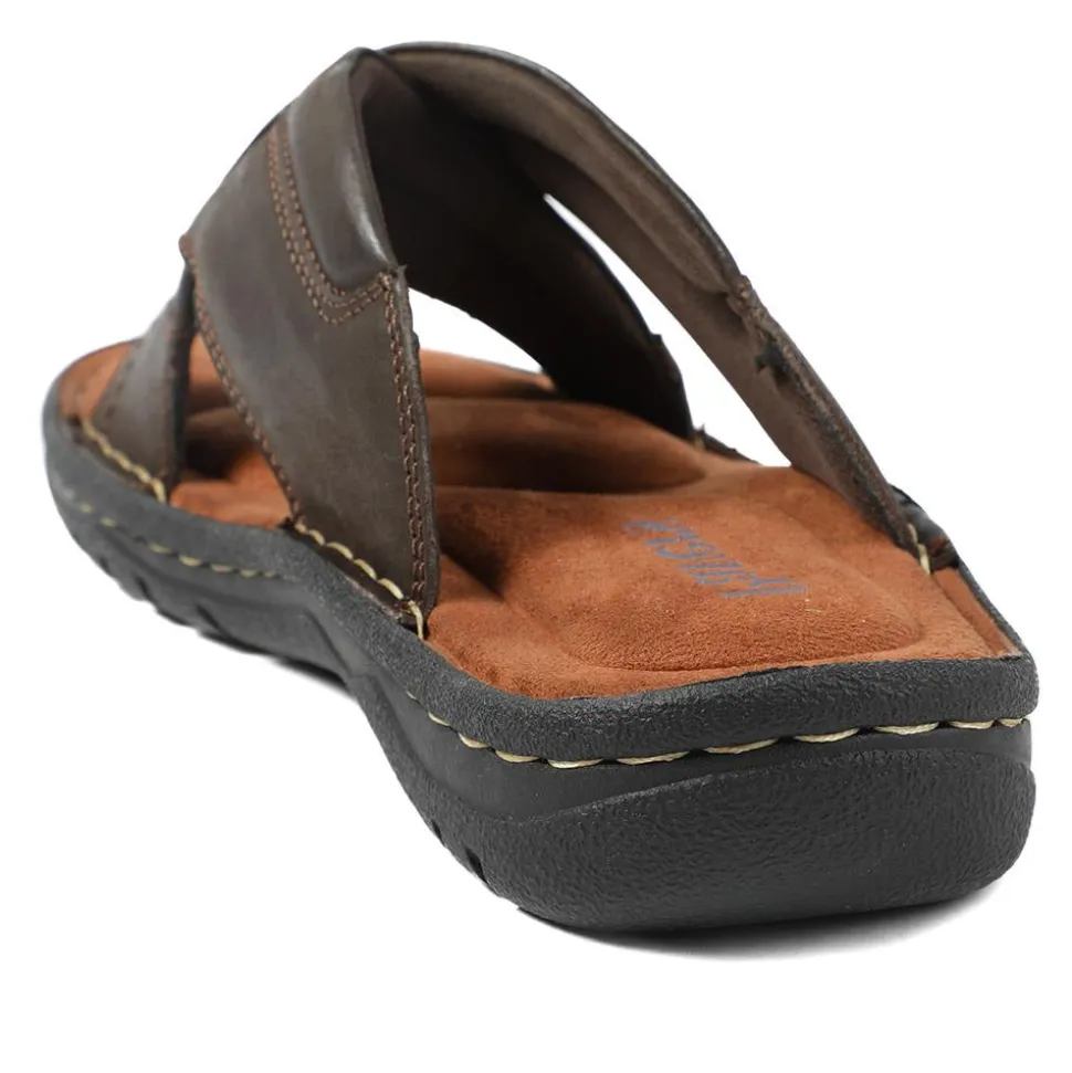 Leather Mule Sandals - Dark Brown