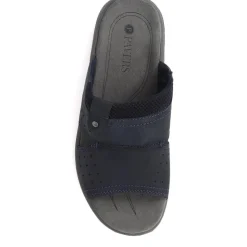 Leather Mule Sandals - Navy