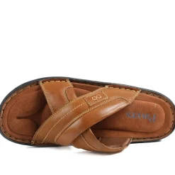 Leather Mule Sandals - Tan