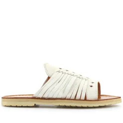 Leather Mule Sandals - White Leather
