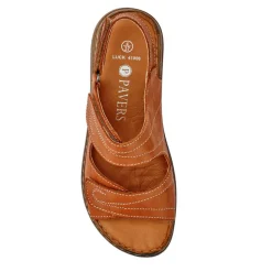 Leather Multi-Touch-Fasten Sandals - Tan