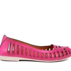 Leather Open-Toe Ballet Flats - Pink