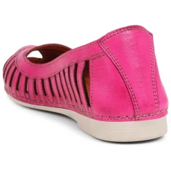 Leather Open-Toe Ballet Flats - Pink