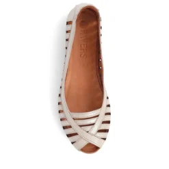 Leather Open-Toe Ballet Flats - Soft Gold