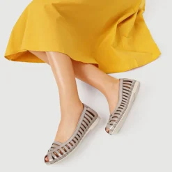 Leather Open-Toe Ballet Flats - Soft Gold