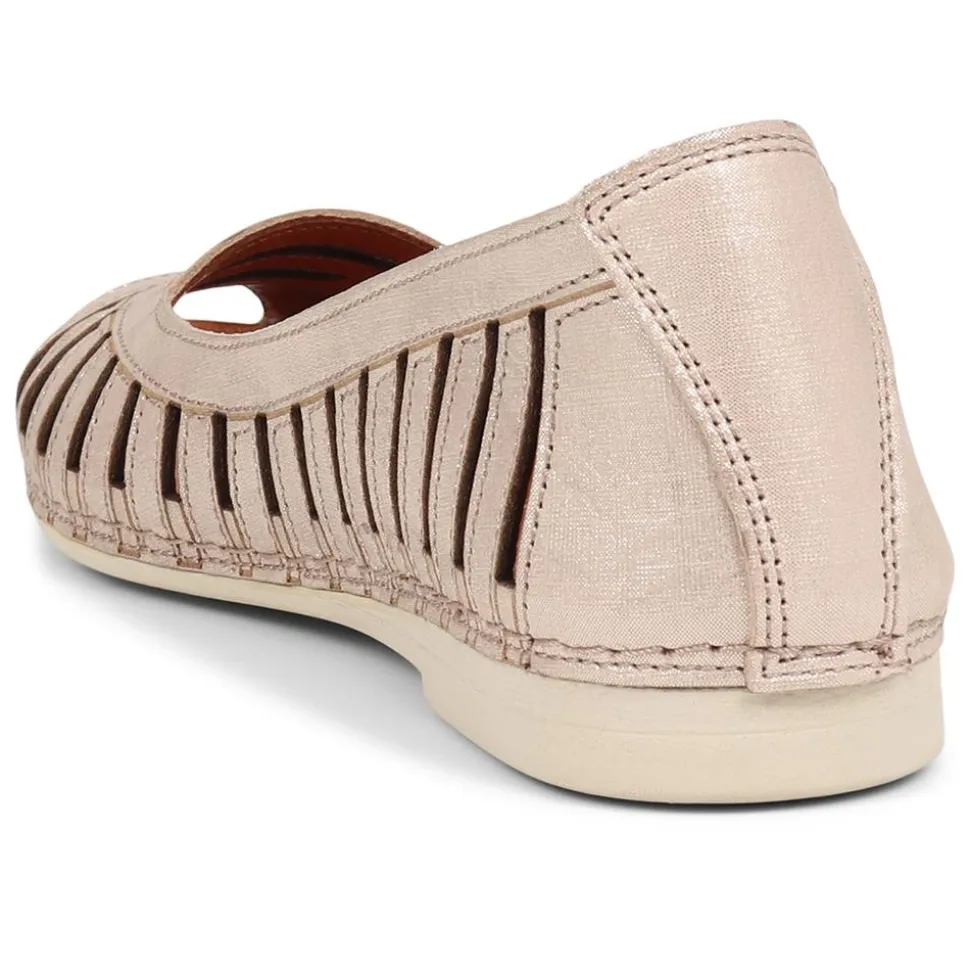 Leather Open-Toe Ballet Flats - Soft Gold