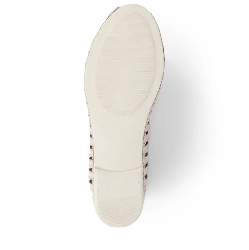Leather Open-Toe Ballet Flats - Soft Gold