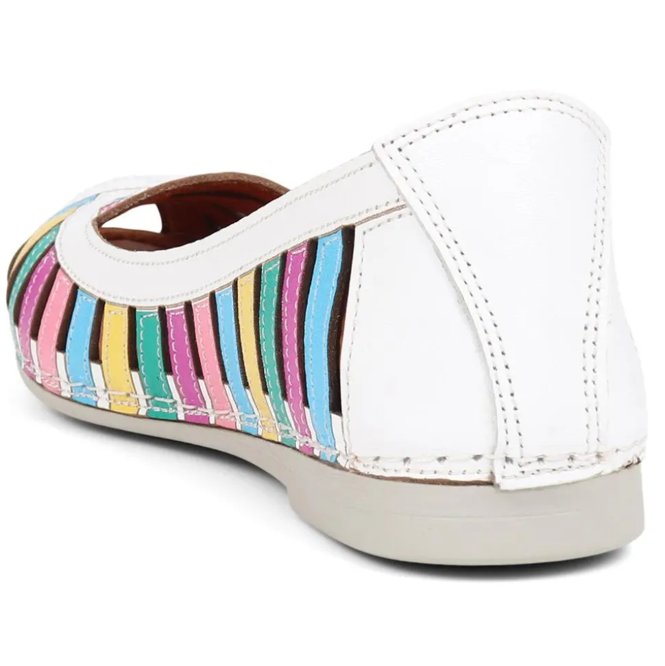 Leather Open-Toe Pumps - White Multi