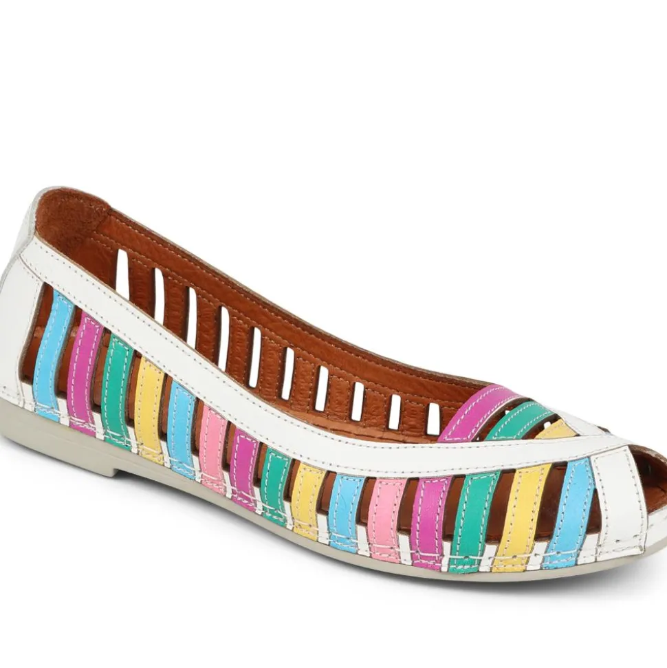 Leather Open-Toe Pumps - White Multi