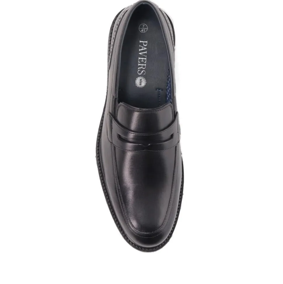 Leather Penny Slip-On Shoes - Black